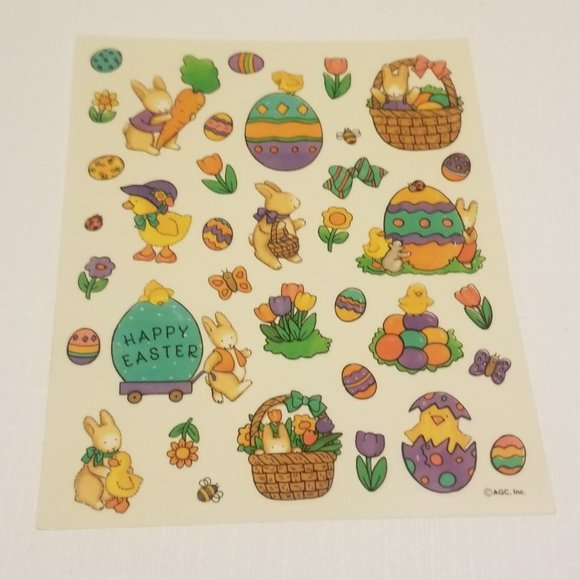 4 sheets of greeting card co stickers- 2 vtg Easter, & 2 of hearts - Picture 2 of 9